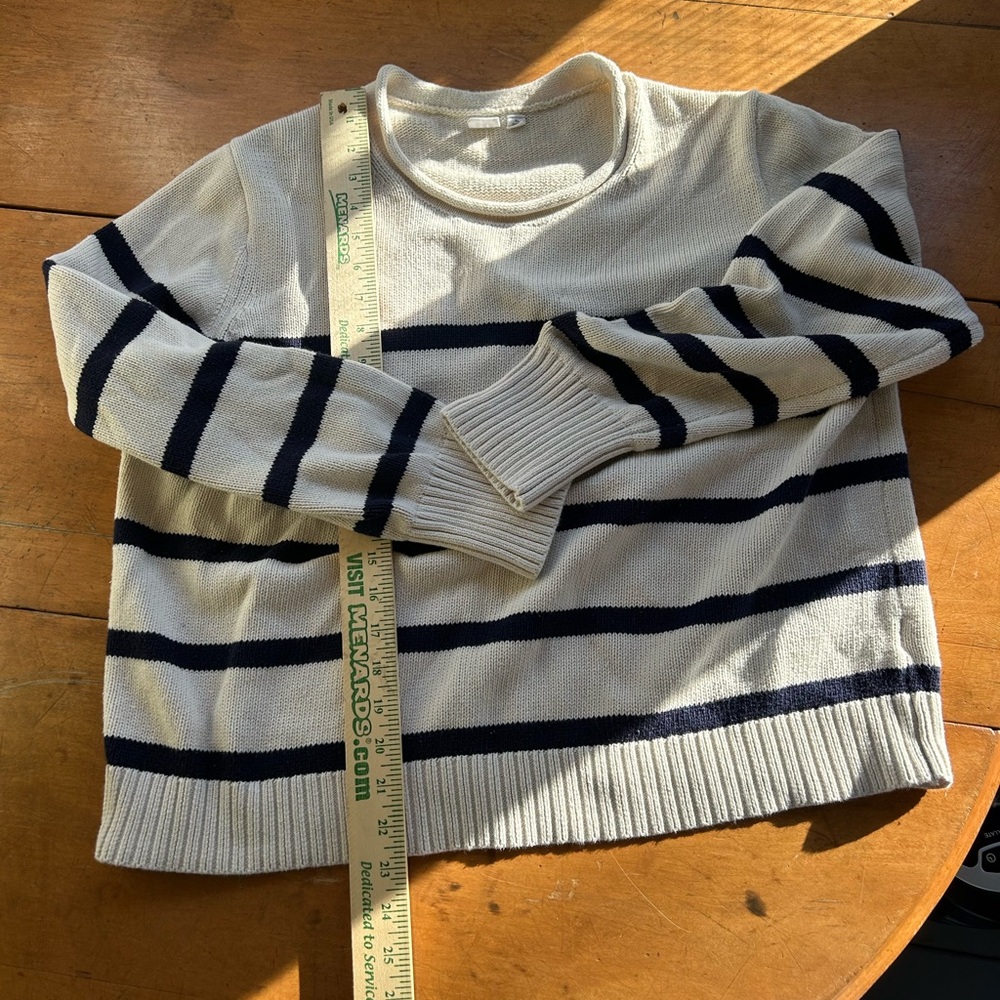 GAP roll neck off white and navy sweater